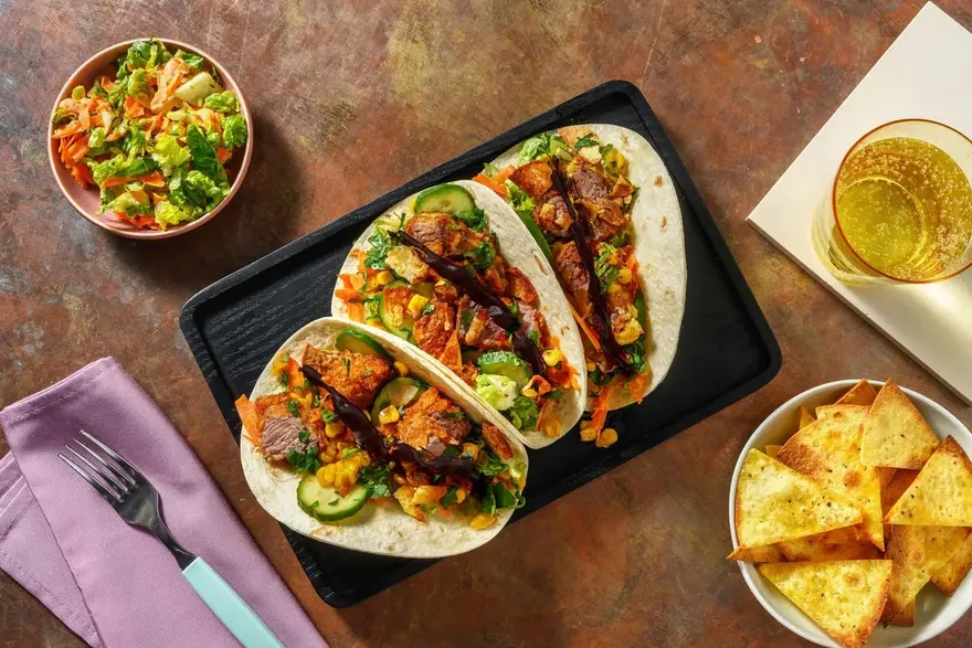 Tacos de fajitas. Al estilo asiático.