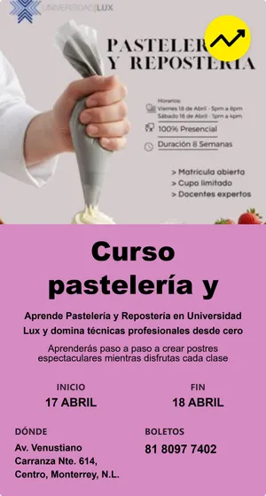 Curso pastelería y repostería