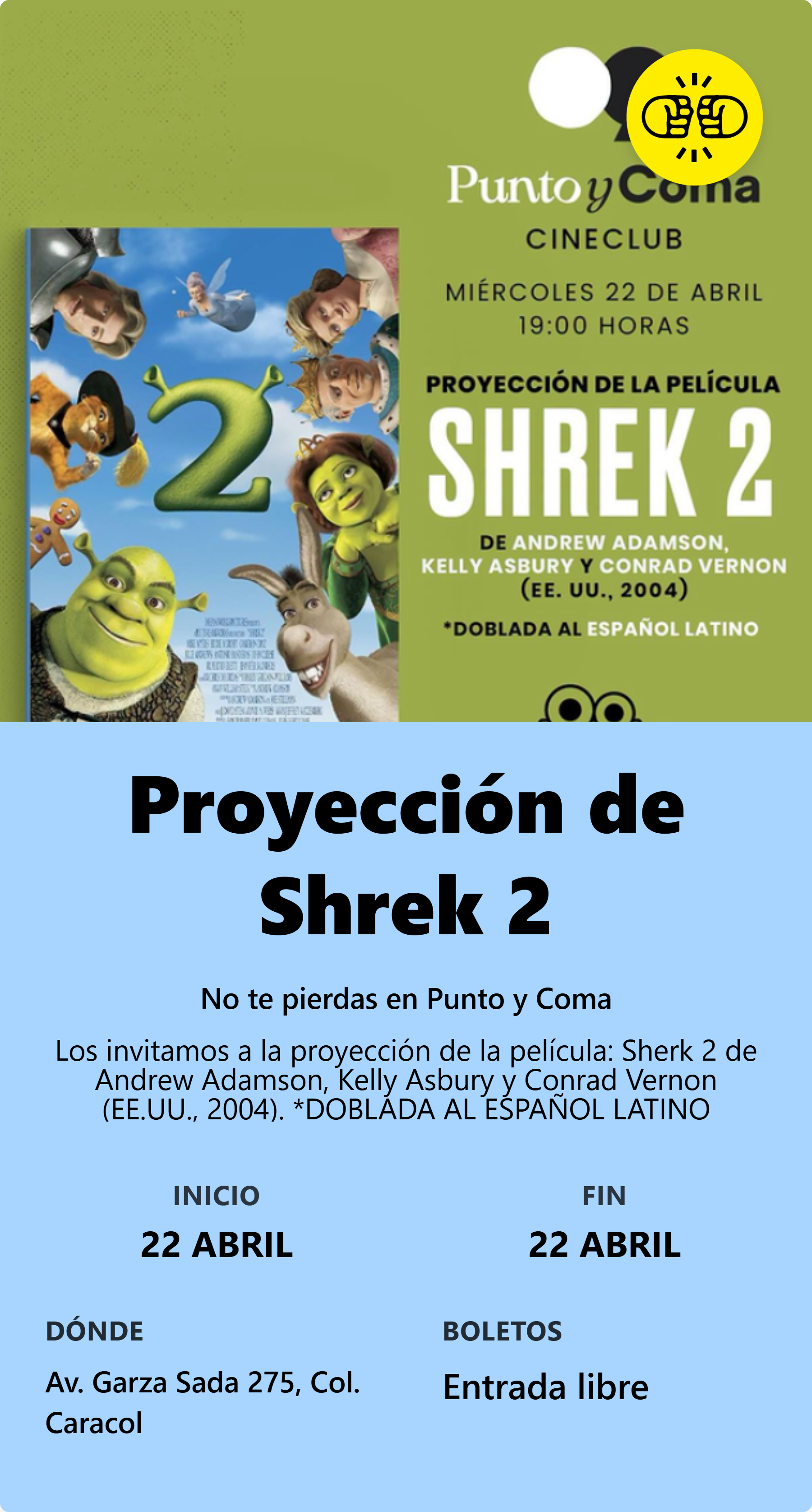 Proyección de Shrek 2