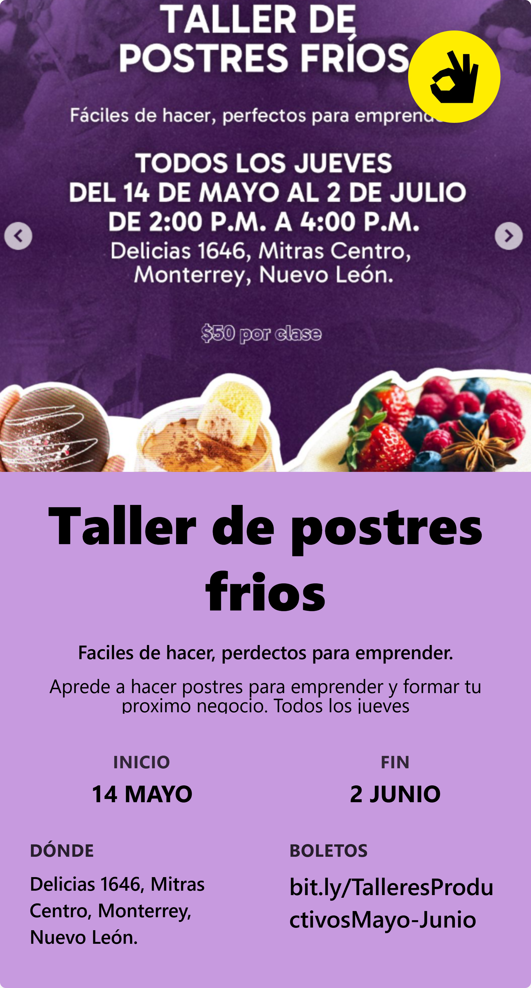 Taller de postres frios
