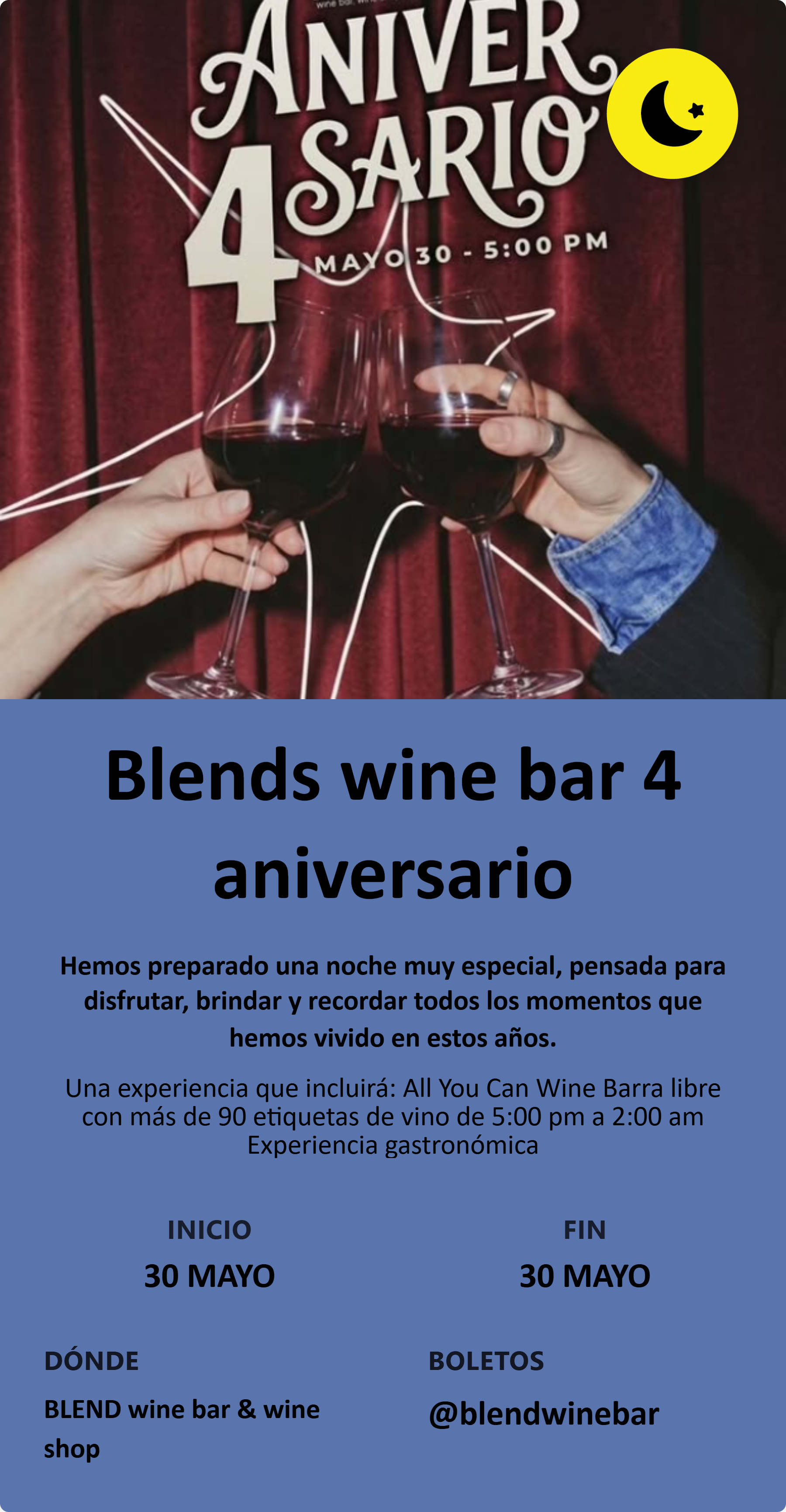 Blends wine bar 4 aniversario