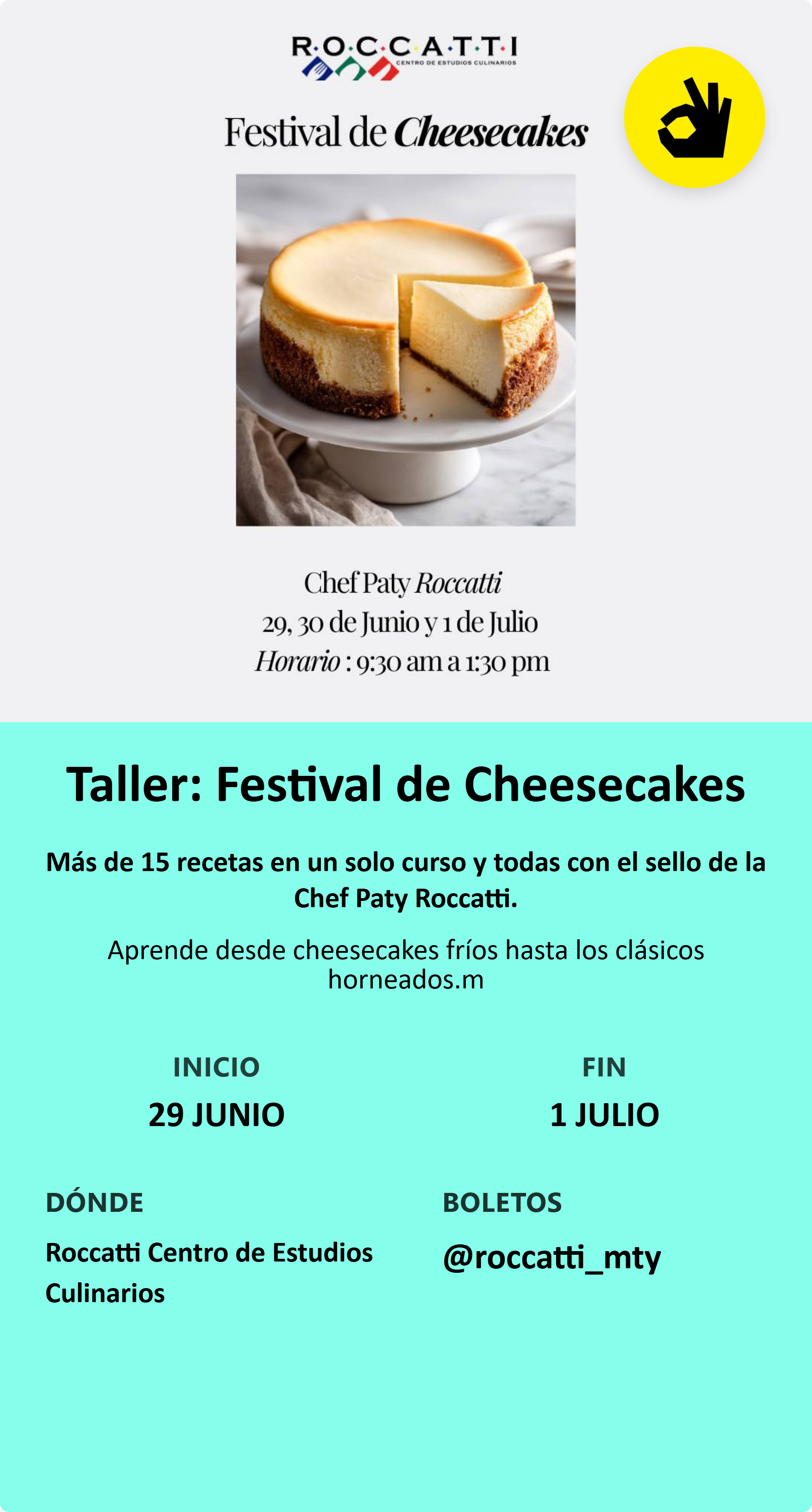 Taller: Festival de Cheesecakes