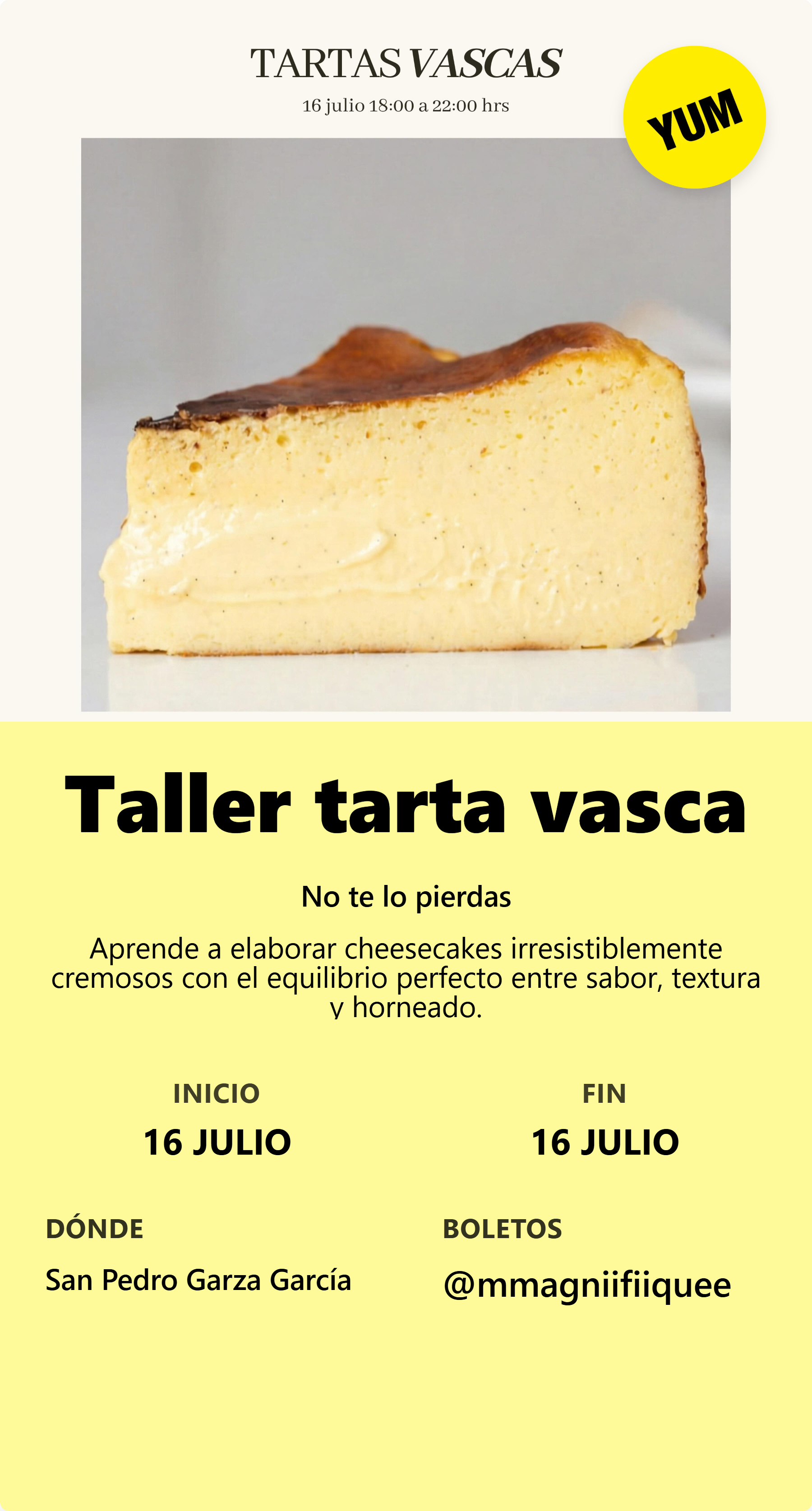 Taller tarta vasca