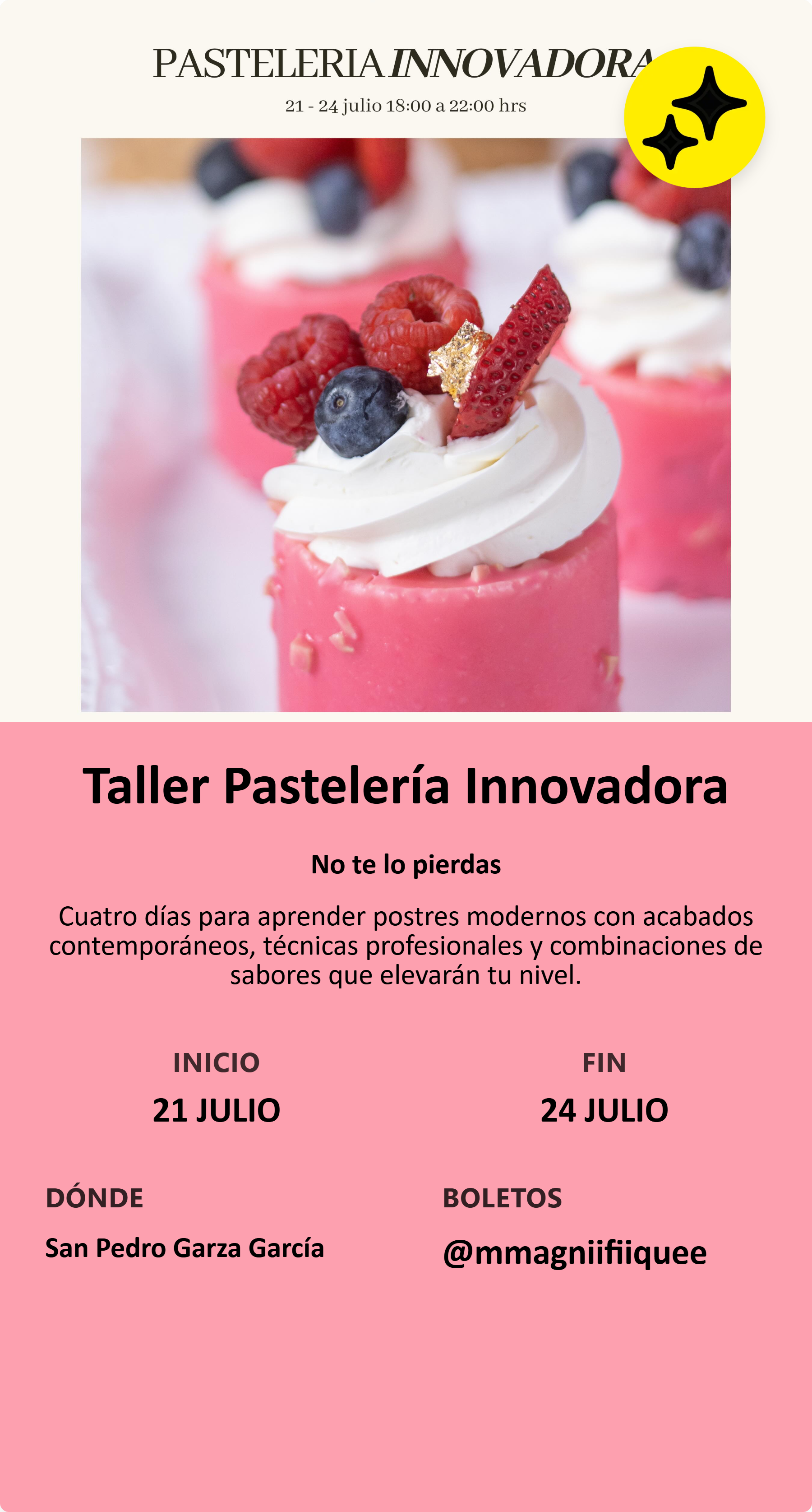 Taller Pastelería Innovadora