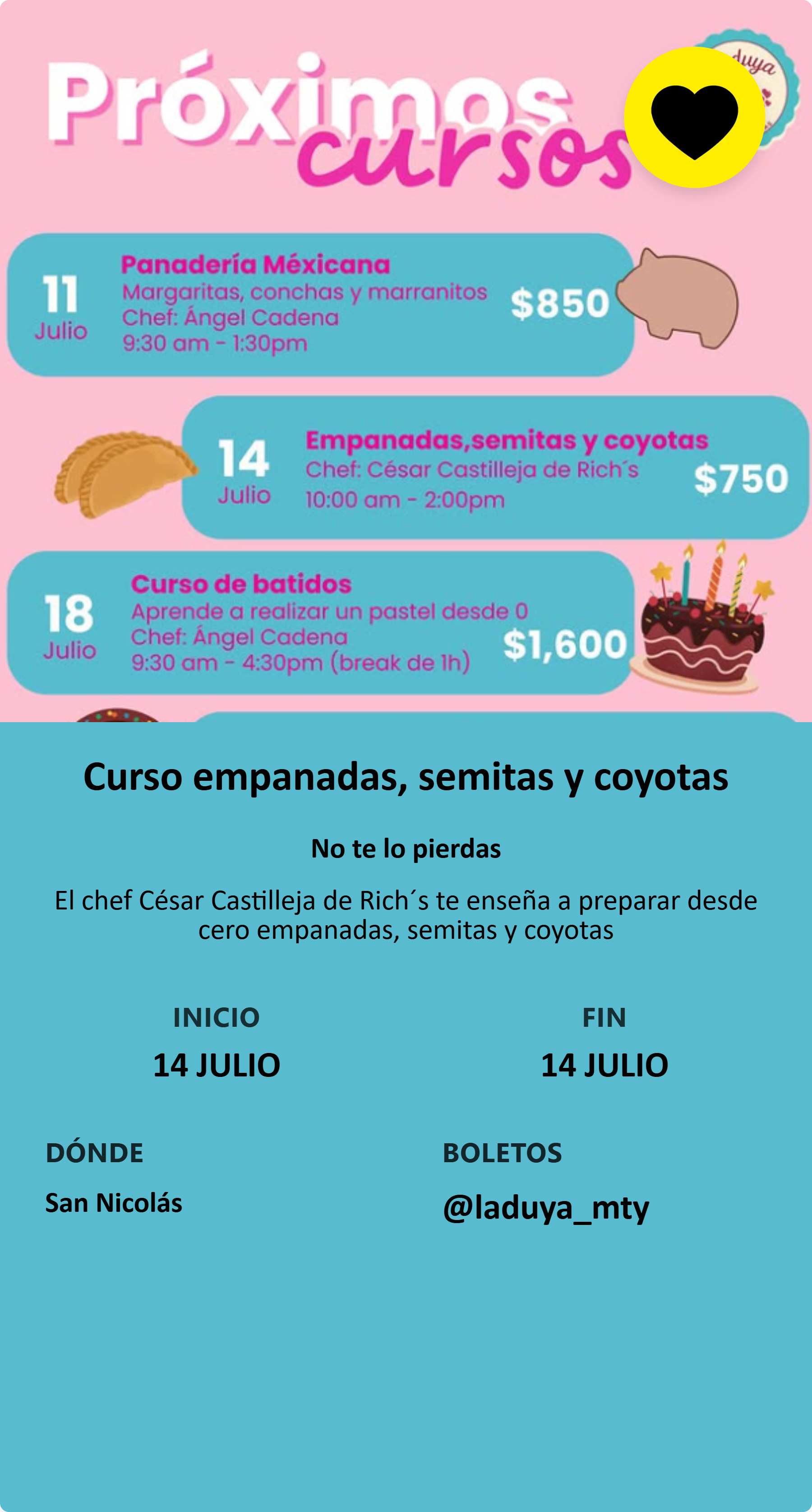 Curso empanadas, semitas y coyotas