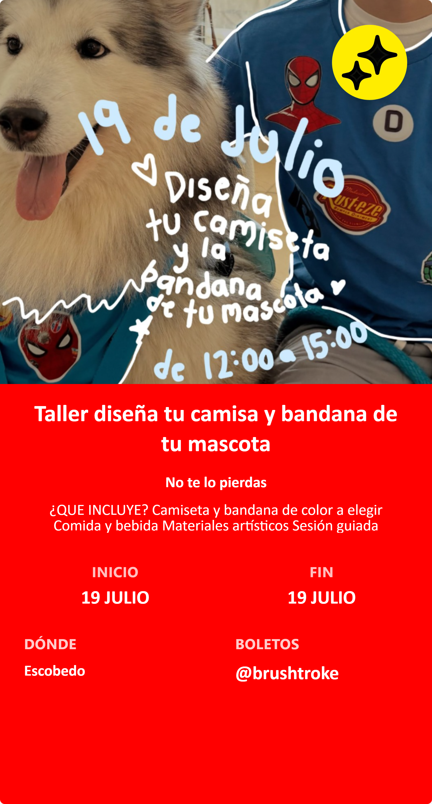 Taller diseña tu camisa y bandana de tu mascota