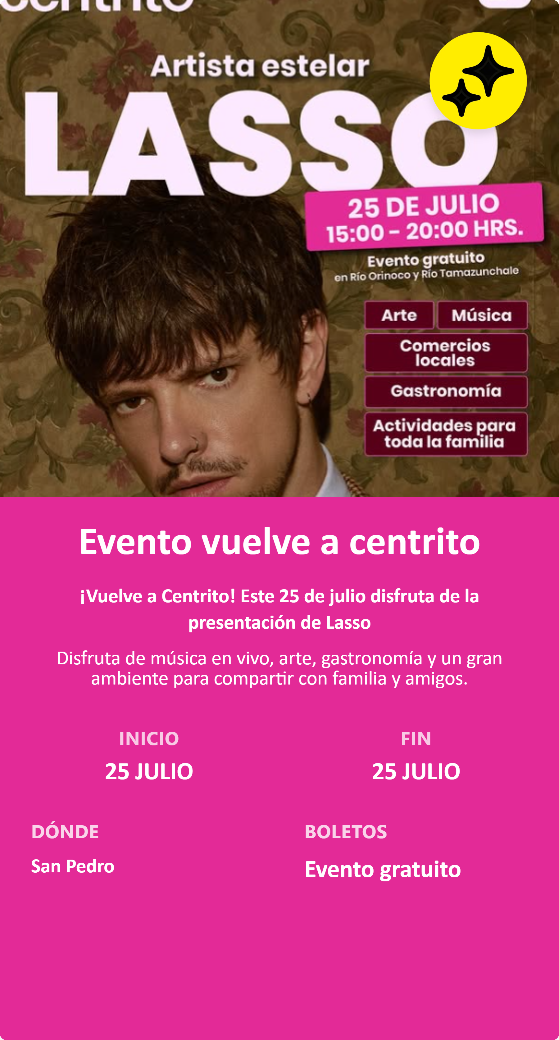 Evento vuelve a centrito