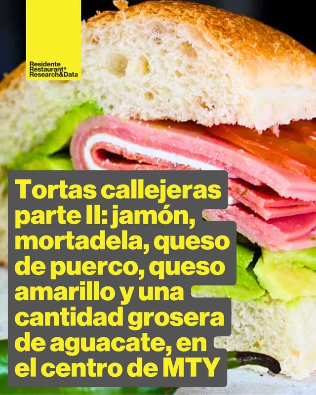 Infografía. Tortas callejeras parte II: jamón, mortadela, queso de puerco, queso amarillo y una cantidad grosera de aguacate, en el centro de MTY