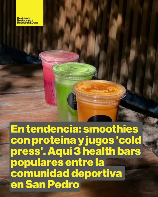 En tendencia: smoothies con proteína y jugos 'cold press'. Aquí 3 health bars populares entre la comunidad deportiva en San Pedro: Blendr, Aura y  Laluna