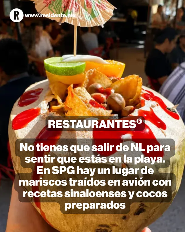 No tienes que salir de NL para sentir que estás en la playa. En SPG hay un lugar de mariscos traídos en avión con recetas sinaloenses y cocos preparados