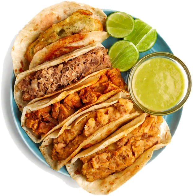 Plato de tacos de las taquerías de Nuevo León