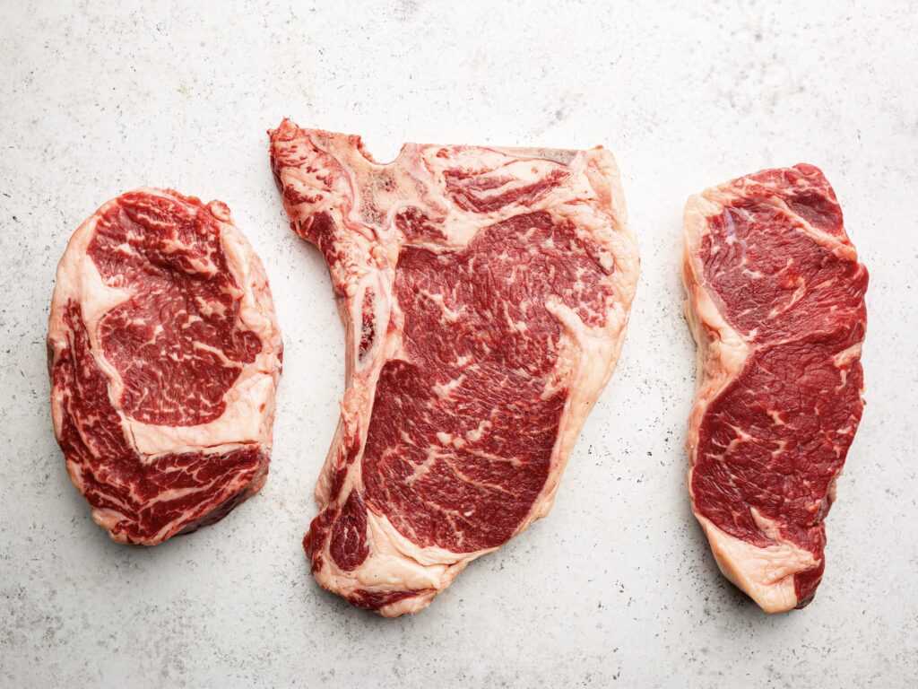Variety of Raw Meat Steaks